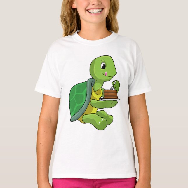 Schildkröte mit Kuchen T-Shirt (Vorderseite)