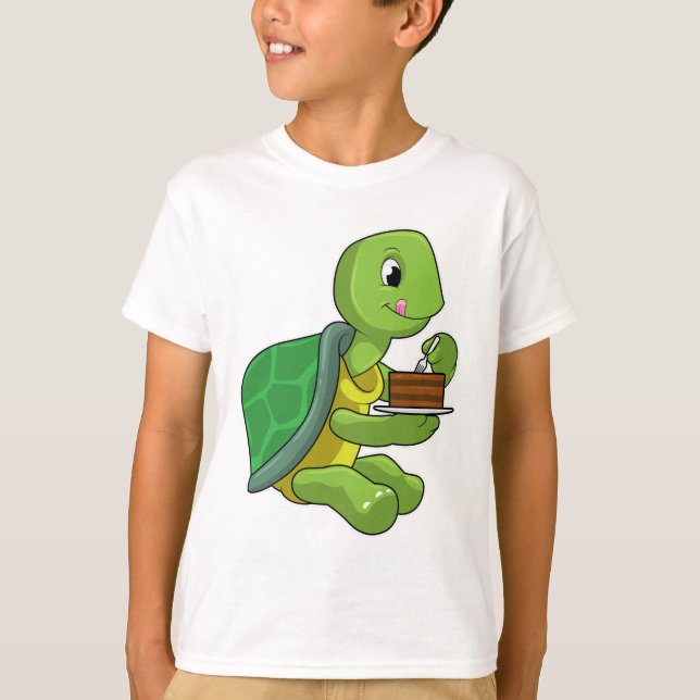 Schildkröte mit Kuchen T-Shirt (Vorderseite)