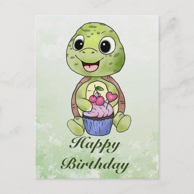 Schildkröte mit Muffin  Postkarte (Vorderseite)