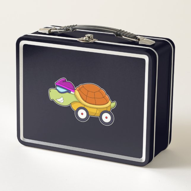 Schildkröte mit Muschel als Auto Metall Brotdose (Vorderseite)
