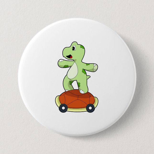Schildkröte mit Muschel als Skateboard Button (Vorderseite)