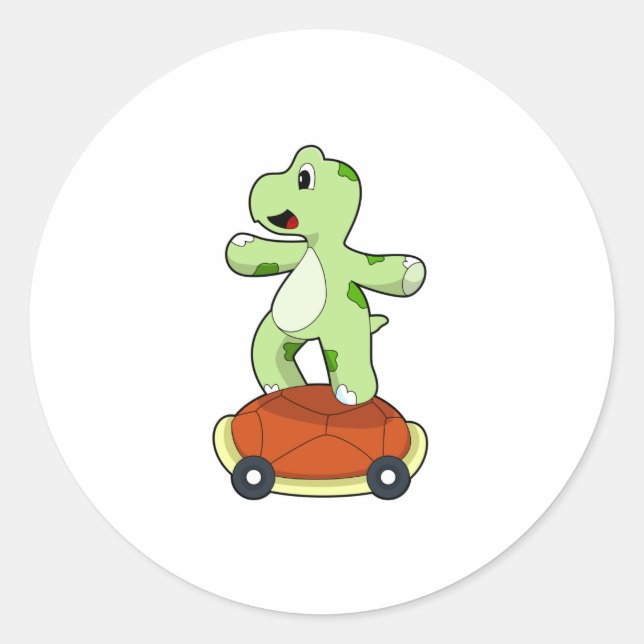 Schildkröte mit Muschel als Skateboard Runder Aufkleber (Vorderseite)