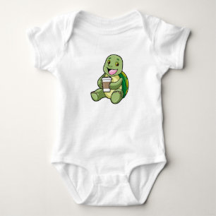 Schildkröte mit Muschel und Kaffee zum Mitnehmen Baby Strampler