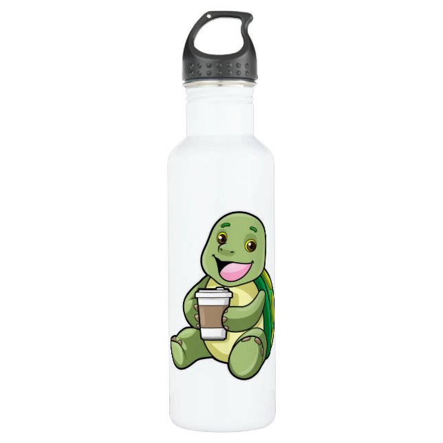 Schildkröte mit Muschel und Kaffee zum Mitnehmen Edelstahlflasche (Vorderseite)
