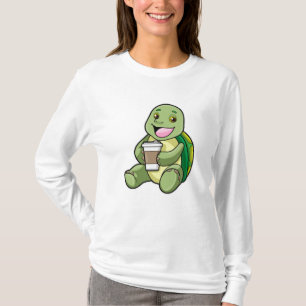 Schildkröte mit Muschel und Kaffee zum Mitnehmen T-Shirt