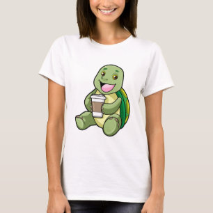 Schildkröte mit Muschel und Kaffee zum Mitnehmen T-Shirt
