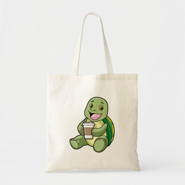 Schildkröte mit Muschel und Kaffee zum Mitnehmen Tragetasche (Vorne)