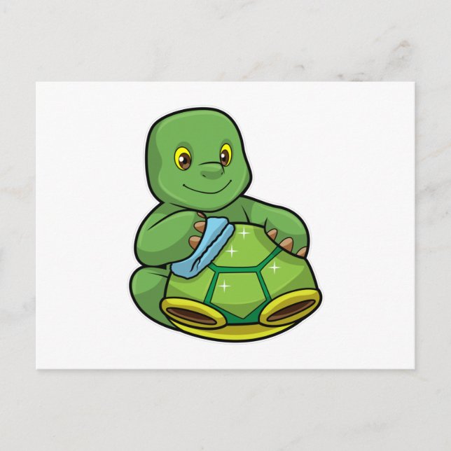 Schildkröte mit Muschel und Reinigen Postkarte (Vorderseite)