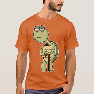 Schildkröte mit Muschel Walkstock T-Shirt