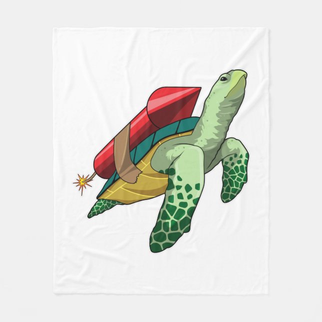 Schildkröte mit Rakete Fleecedecke (Vorderseite)