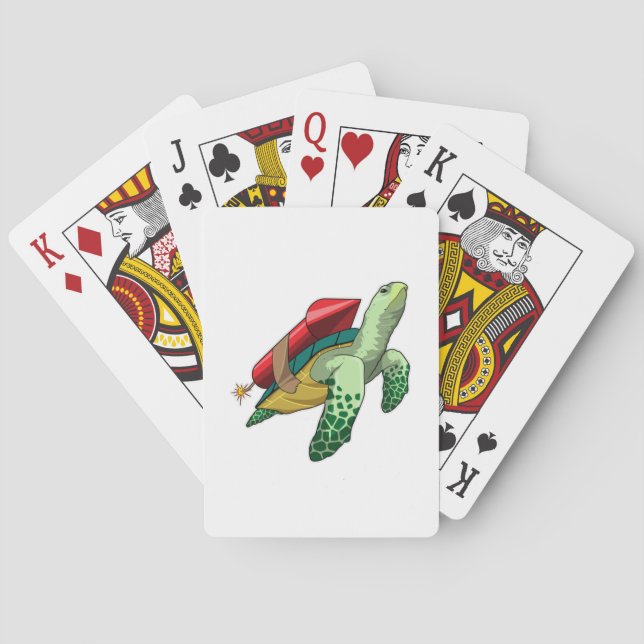 Schildkröte mit Rakete Spielkarten (Rückseite)