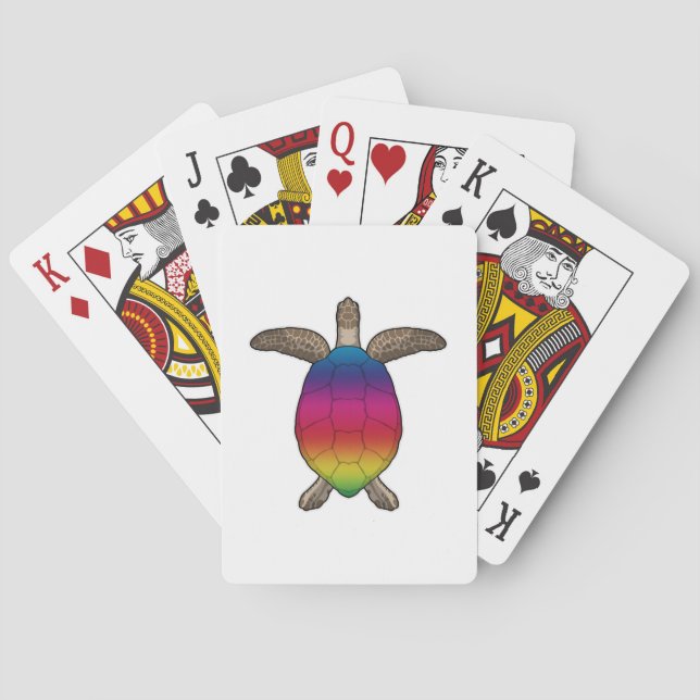 Schildkröte mit Regenbogenfarben Spielkarten (Rückseite)