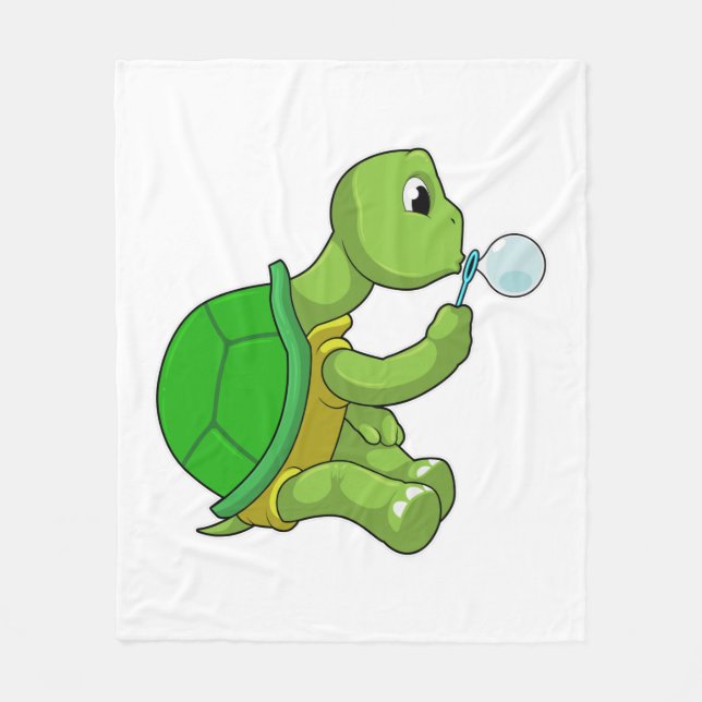 Schildkröte mit Seifenblasen Fleecedecke (Vorderseite)