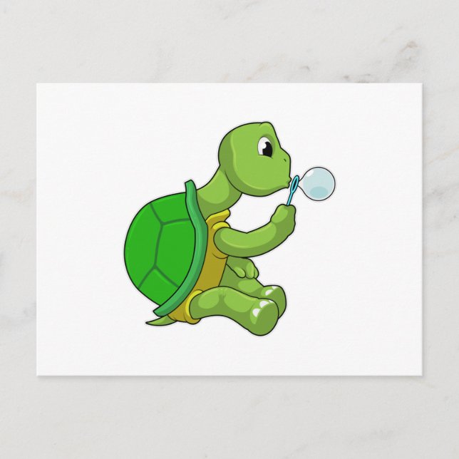 Schildkröte mit Seifenblasen Postkarte (Vorderseite)