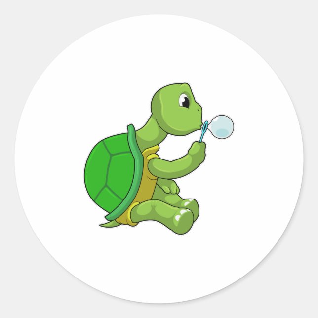 Schildkröte mit Seifenblasen Runder Aufkleber (Vorderseite)