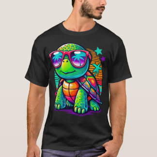 Schildkröte mit Sonnenbrille Tropischer Strand Son T-Shirt