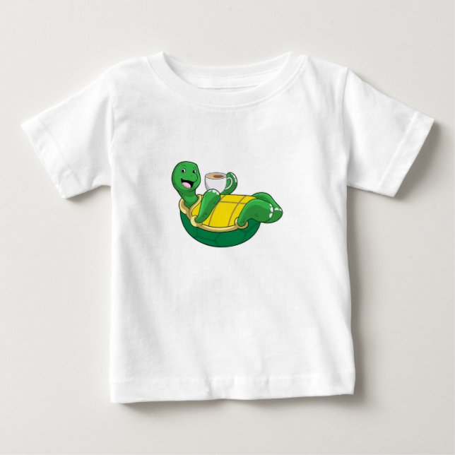 Schildkröte mit Tasse Kaffee Baby T-shirt (Vorderseite)