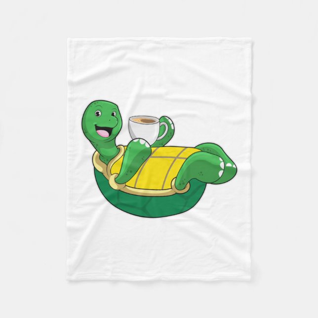 Schildkröte mit Tasse Kaffee Fleecedecke (Vorderseite)