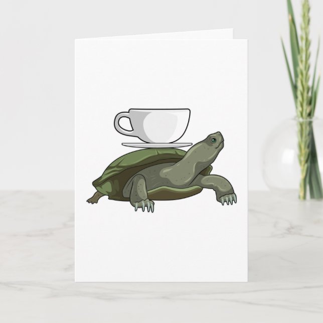 Schildkröte mit Teacup Karte (Vorderseite)