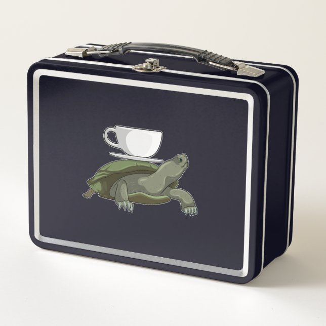 Schildkröte mit Teacup Metall Brotdose (Vorderseite)