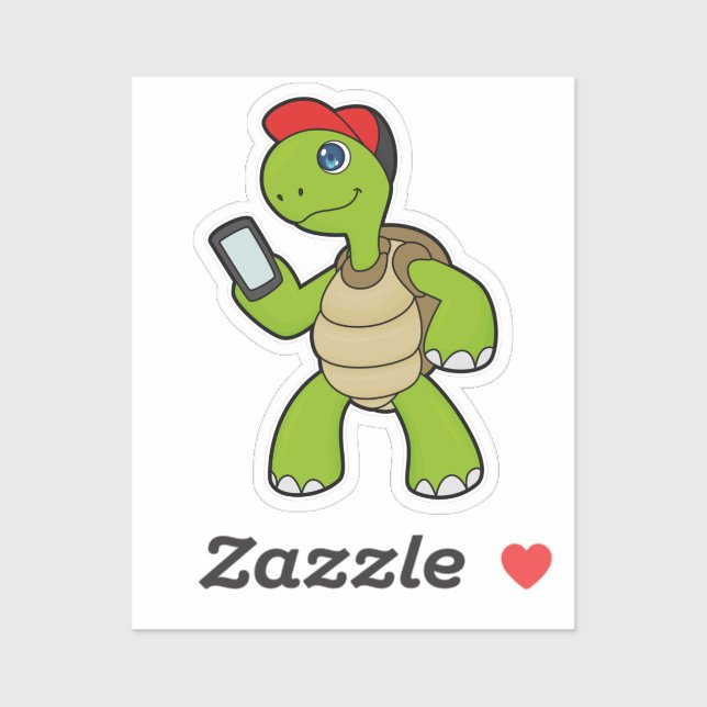 Schildkröte mit Telefon und Hut Aufkleber (Blatt)