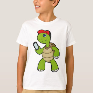Schildkröte mit Telefon und Hut T-Shirt