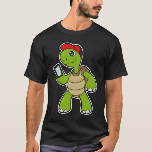 Schildkröte mit Telefon und Hut T-Shirt