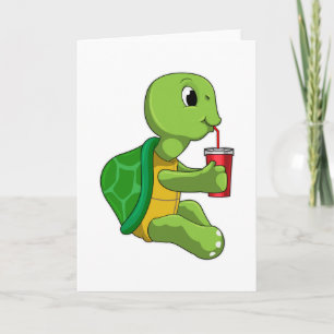 Schildkröte mit Trinkbecher mit Strohhalm Karte