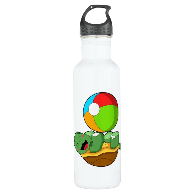 Schildkröte mit Wasserpolo Edelstahlflasche (Vorderseite)