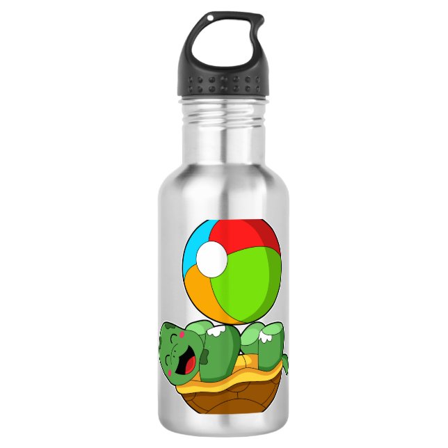 Schildkröte mit Wasserpolo Edelstahlflasche (Vorderseite)