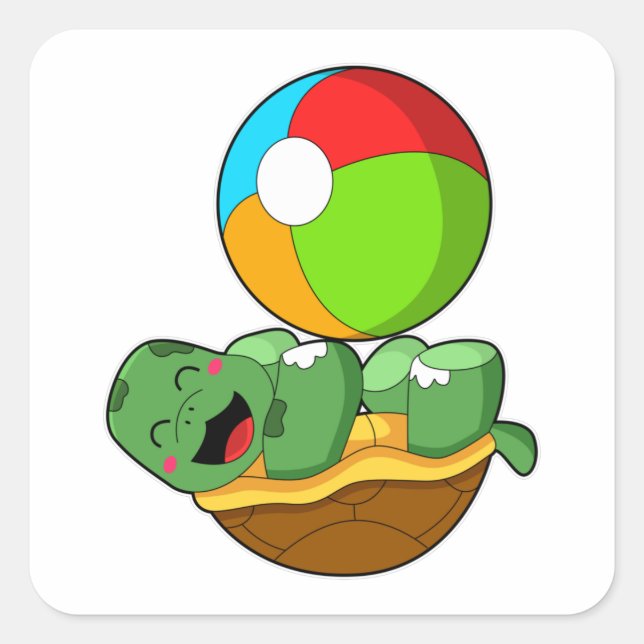 Schildkröte mit Wasserpolo Quadratischer Aufkleber (Vorderseite)
