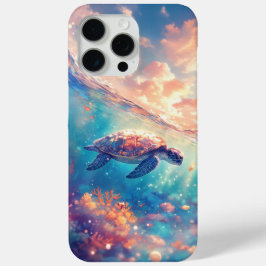 Schildkröte mitten im Sonnenuntergang und Korallen Case-Mate iPhone Hülle