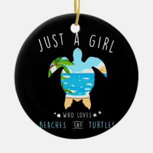 Schildkröte nur ein Mädchen, das Lieben Strand und Keramik Ornament