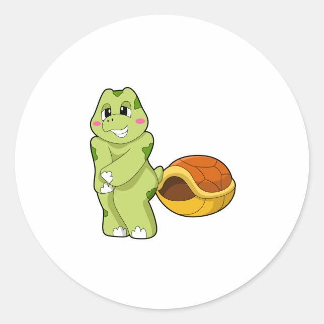 Schildkröte ohne Muschel Shy.PNG Runder Aufkleber (Vorderseite)