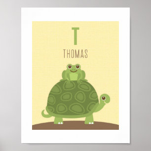 Schildkröte Personalisiertes Kinderzimmer Plakat d