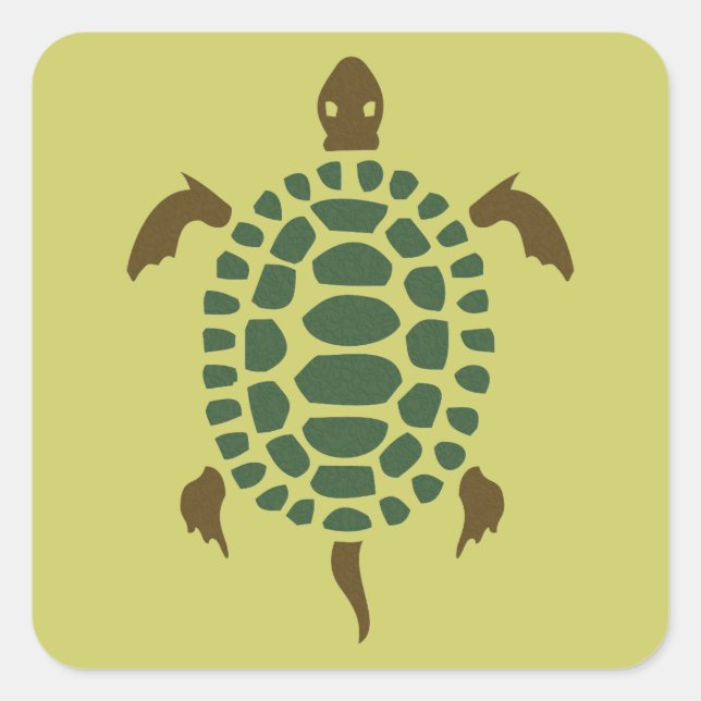 Schildkröte Quadratischer Aufkleber (Vorderseite)