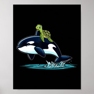 Schildkröte Reitender Orca-Kostüm Meerestielliebha Poster