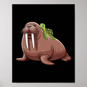 Schildkröte Reitendes Walross Kostüm Meerestier Li Poster