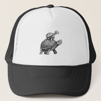 Schildkröte reitet auf Schildkröte Truckerkappe