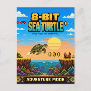 Schildkröte, Retro-8-Bit-Pixelkunst Postkarte