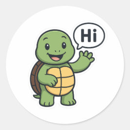 Schildkröte sagt Hallo Runder Aufkleber