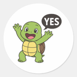 Schildkröte sagt Ja Runder Aufkleber