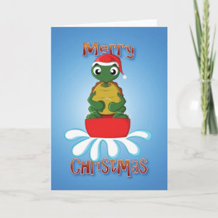 Schildkröte - Schlitten - frohe Weihnachten