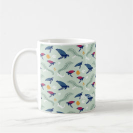 Schildkröte-Schwimmen mit Fischmusterentwurf v2 Kaffeetasse