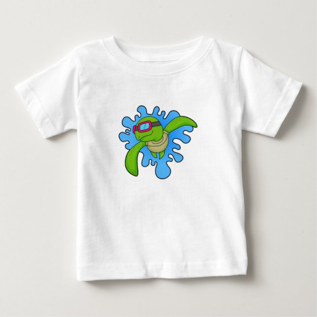 Schildkröte Schwimmen Schwimmbrille Baby T-shirt (Vorderseite)