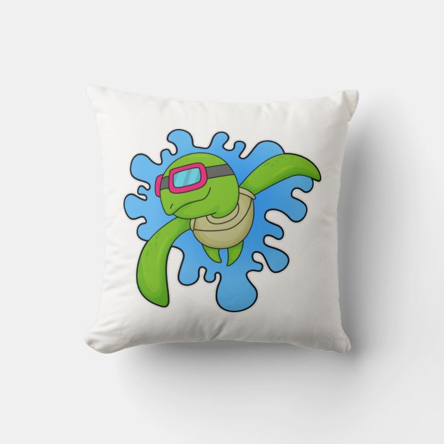 Schildkröte Schwimmen Schwimmbrille Kissen (Vorderseite)