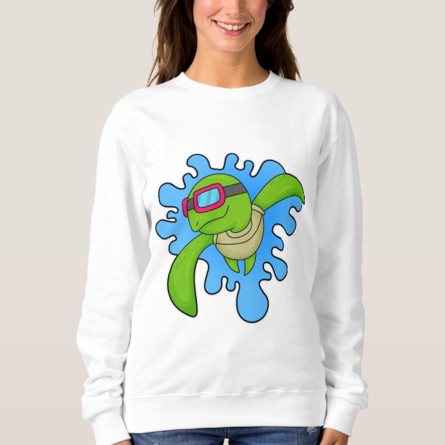 Schildkröte Schwimmen Schwimmbrille Sweatshirt (Vorderseite)