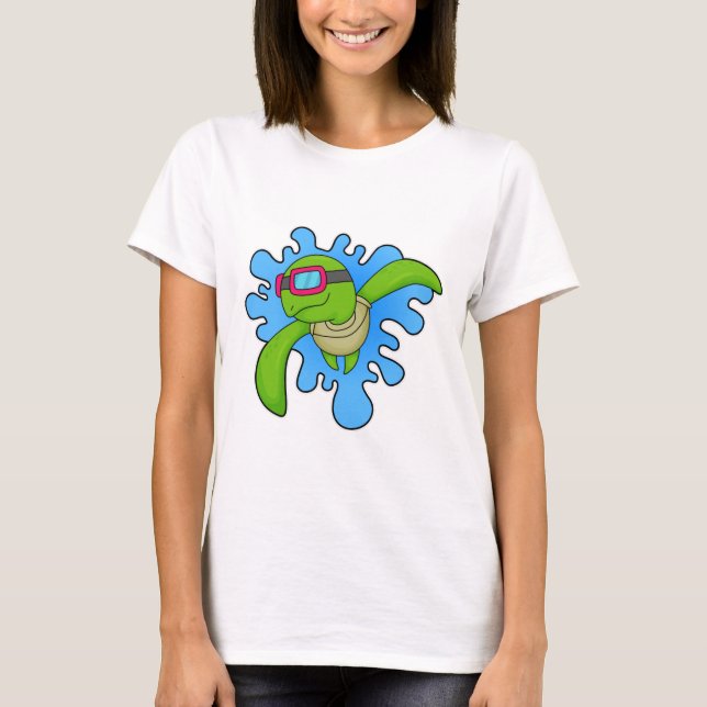 Schildkröte Schwimmen Schwimmbrille T-Shirt (Vorderseite)