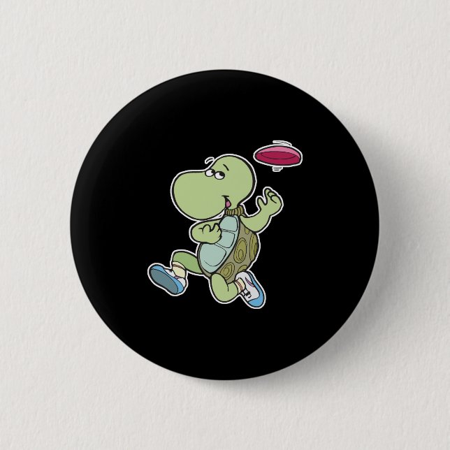 Schildkröte spielt Frisbee Button (Vorderseite)