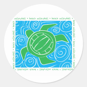 Schildkröte-Strand-Volleyball Runder Aufkleber